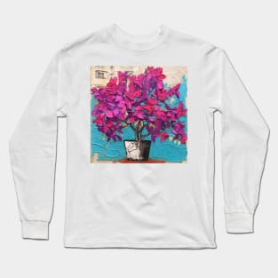 Folk Art Bougainvillea in Decorative Planter Long Sleeve T-Shirt